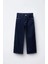 Kız Çocuk Koyu Mavi Mid Rise Wide Leg Jean Pantolon 2