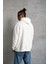 Erkek Oversize Kapüşonlu Sweatshirt – Beyaz Renk Üç Iplik Içi Pamuklu Kanguru Cepli Baskılı Hoodie Rahat Kalıp Kışlık Günlük Kombinlere Uygun - Beyaz 2