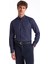 Slim Fit Düğmeli Yaka Armürlü Lacivert Erkek Gömlek Maydos-Y 401 1