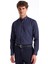 Slim Fit Düğmeli Yaka Armürlü Lacivert Erkek Gömlek Maydos-Y 401 2