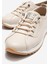 Yumuşak Tabanlı Lastik Bağcıklı Kadın Ayakkabı Bej Cilt 3