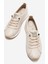 Yumuşak Tabanlı Lastik Bağcıklı Kadın Ayakkabı Bej Cilt 5