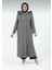 Çakıl Kadın Büyük Beden Astarlı Tesettür Kapüşonlu Düğmeli Kaşe Manto 2
