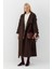 Çift Düğmeli Uzun Trenç Acı Kahve 2