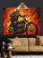 Motosiklet Süren Deri Ceketli Iskelet Dekoratif Kanvas - Mdf Ahşap Tablo 4