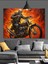Motosiklet Süren Deri Ceketli Iskelet Dekoratif Kanvas - Mdf Ahşap Tablo 5
