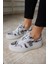 Pollo Kadın Gumus Yılan Malzeme Garnılı Bagcıklı Sneaker 1
