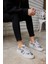 Pollo Kadın Gumus Yılan Malzeme Garnılı Bagcıklı Sneaker 2