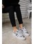 Pollo Kadın Gumus Yılan Malzeme Garnılı Bagcıklı Sneaker 5