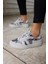Pollo Kadın Gumus Yılan Malzeme Garnılı Bagcıklı Sneaker 7