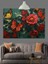Canlı Kırmızı Kelebekler ve Çiçekler Dekoratif Kanvas - Mdf Ahşap Tablo 2