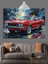 Parlak Kırmızı Vintage Amerikan Araba Dekoratif Kanvas - Mdf Ahşap Tablo 4