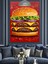 Katmanlı Dev Bir Cheeseburger Yemeği Dekoratif Kanvas - Mdf Ahşap Tablo 5