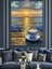 Gün Batımında Deniz Kenarında Kahve Dekoratif Kanvas - Mdf Ahşap Tablo 2