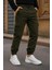 Erkek Trend Lastikli Yüksek Bel Haki Kargo Pantolon 1