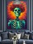 Iskelet Yüzlü Parlak Yeşil Zombi Dekoratif Kanvas - Mdf Ahşap Tablo 3