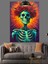 Iskelet Yüzlü Parlak Yeşil Zombi Dekoratif Kanvas - Mdf Ahşap Tablo 4