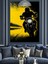 Hızla Giden Parlak Sarı Motosiklet Dekoratif Kanvas - Mdf Ahşap Tablo 3