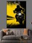Hızla Giden Parlak Sarı Motosiklet Dekoratif Kanvas - Mdf Ahşap Tablo 4