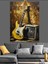 Retro Gitar ve Amfi Ile Müzik Dekoratif Kanvas - Mdf Ahşap Tablo 4