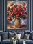 Kırmızı Güllerden Oluşan Güzel Vazo Dekoratif Kanvas - Mdf Ahşap Tablo 4