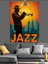 Enerjik Caz Müzisyeni Silüeti Posteri Dekoratif Kanvas - Mdf Ahşap Tablo 2