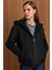 Kapüşonlu Beli Lastikli Oversize Kısa Kaban SİYAH 3162 6
