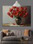 Kırmızı Haşhaş Çiçeği Vazo Natürmort Dekoratif Kanvas - Mdf Ahşap Tablo 1