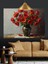 Kırmızı Haşhaş Çiçeği Vazo Natürmort Dekoratif Kanvas - Mdf Ahşap Tablo 4