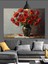 Kırmızı Haşhaş Çiçeği Vazo Natürmort Dekoratif Kanvas - Mdf Ahşap Tablo 5