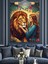 Güneşin Altında Yatan Aslan ve Kadın Dekoratif Kanvas - Mdf Ahşap Tablo 1