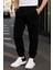Erkek Lastikli Trend Yüksek Bel Siyah Kargo Pantolon 1