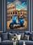 Roma'da Mavi Motosiklet Seyahat Dekoratif Kanvas - Mdf Ahşap Tablo 2