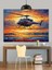 Kıyıdan Uçan Helikopter Dekoratif Kanvas - Mdf Ahşap Tablo 4