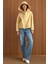Kapüşonlu Beli Lastikli Oversize Kısa Kaban SARI 3162 3