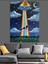 Ufo ve Inek Dekoratif Kanvas - Mdf Ahşap Tablo 4