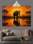 Gün Batımı Fil Silüeti Dekoratif Kanvas - Mdf Ahşap Tablo 4