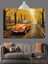 Turuncu Vintage Araba Yol Manzarası Dekoratif Kanvas - Mdf Ahşap Tablo 5