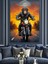 Karanlık Arka Planda Motosikletli Maymun Dekoratif Kanvas - Mdf Ahşap Tablo 4