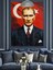 Türk Bayraklı Mustafa Kemal Atatürk Portresi Dekoratif Kanvas - Mdf Ahşap Tablo 3