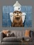 Tuvalette Oturan Komik Samur Dekoratif Kanvas - Mdf Ahşap Tablo 4