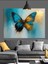 Mavi Sarı Kelebek Dekoratif Kanvas - Mdf Ahşap Tablo 2