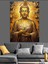 Sakin Oturan Altın Rengi Buda Heykeli Dekoratif Kanvas - Mdf Ahşap Tablo 5