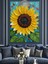 Canlı Sarı Renkli Büyük Parlak Ayçiçeği Dekoratif Kanvas - Mdf Ahşap Tablo 5
