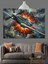 Uçağın Patlama Anı Dekoratif Kanvas - Mdf Ahşap Tablo 1