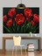 Kırmızı Lale Bahçesi Dekoratif Kanvas - Mdf Ahşap Tablo 3