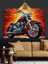 Kırmızı Motorlu Sanatsal Motosiklet Dekoratif Kanvas - Mdf Ahşap Tablo 3