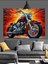 Kırmızı Motorlu Sanatsal Motosiklet Dekoratif Kanvas - Mdf Ahşap Tablo 4