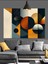 Soyut Geometrik Desen Turuncu Dekoratif Kanvas - Mdf Ahşap Tablo 1