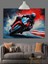 Kırmızı Mavi Motosiklet Hız Dekoratif Kanvas - Mdf Ahşap Tablo 5